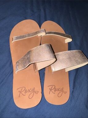 Roxy Women's Rose Gold Strappy Slide Sandals